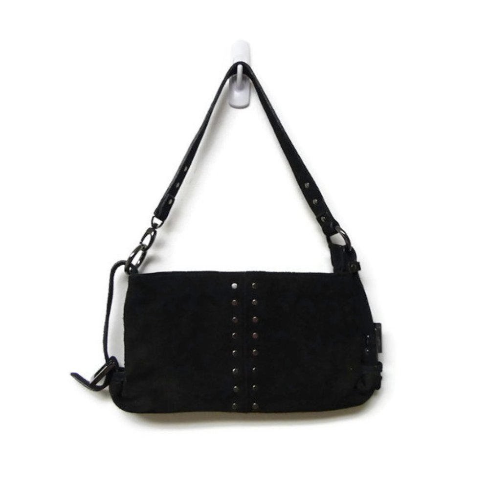 Accessories black suede leather shoulder bag